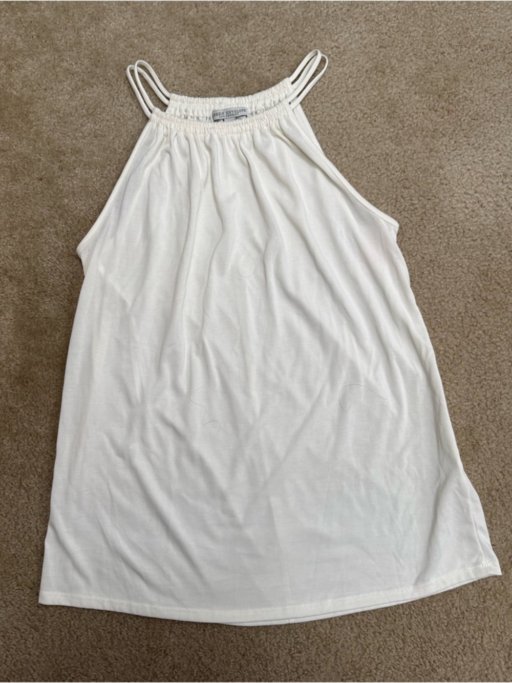 Green Envelope White Smocked Top